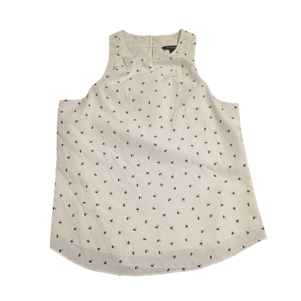 Banana Republic Bumblebee Print Blouse Womens S White Sleeveless Halter Top